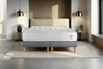 Ensemble Matelas Sommier 180x200 cm - 2 Sommiers Gris - Vingt-Quatre