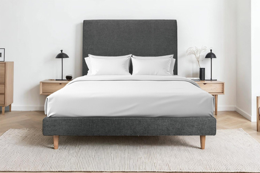 Sommier Tapissier 140x190 cm - Toile nattée  - Gris anthracite