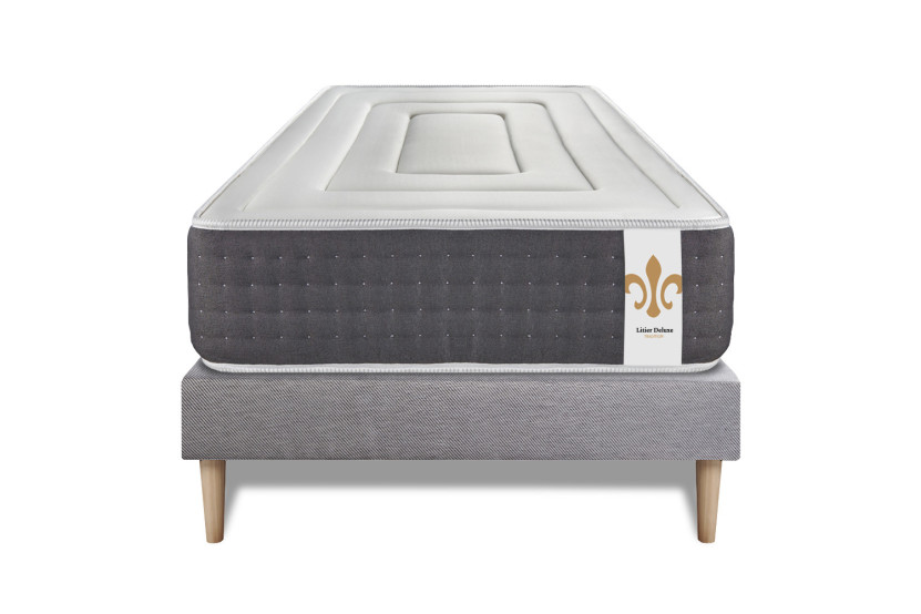 Ensemble Matelas Sommier 90x190 cm - Sommier Gris (en kit) - Vingt-Six