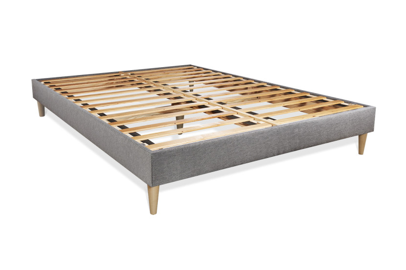 Pack lit complet 180x200 cm - Matelas + Sommier Gris (en kit) + 2 oreillers + Couette - Trente PLUS
