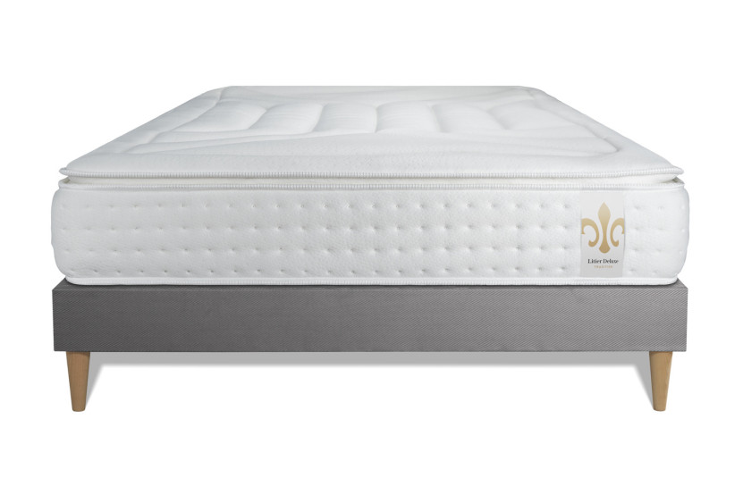 Ensemble Matelas Sommier 160x200 cm - Sommier Gris (en kit) - Vingt-Quatre PLUS