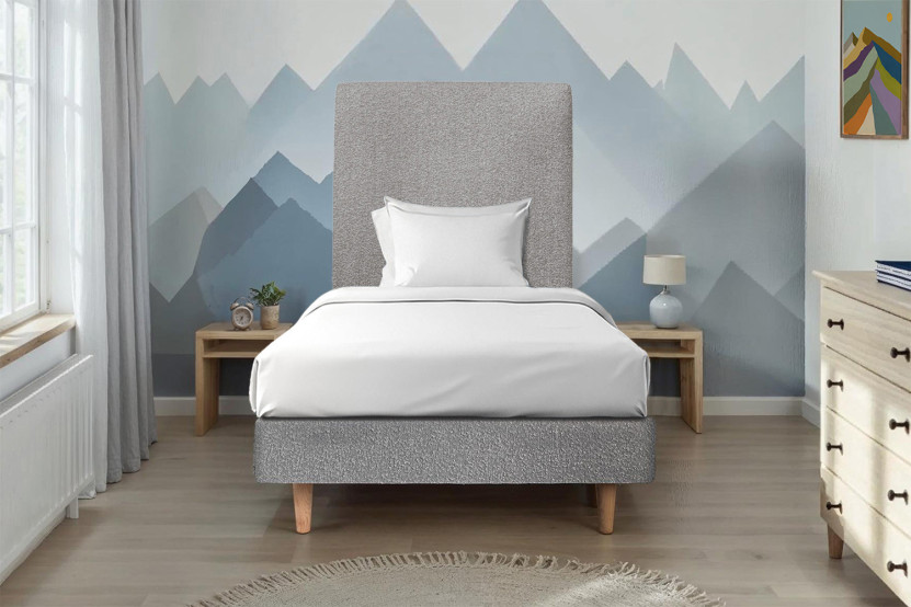 Sommier Tapissier 90x200 cm - Bouclette - Gris