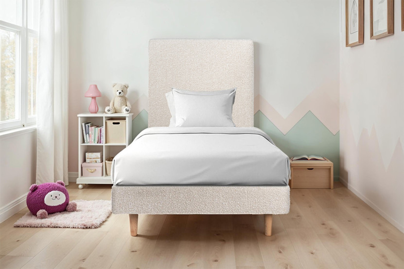 Sommier Tapissier 100x200 cm - Bouclette - Beige clair