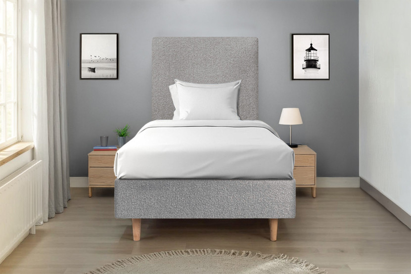 Sommier Tapissier 90x200 cm - Bouclette - Gris