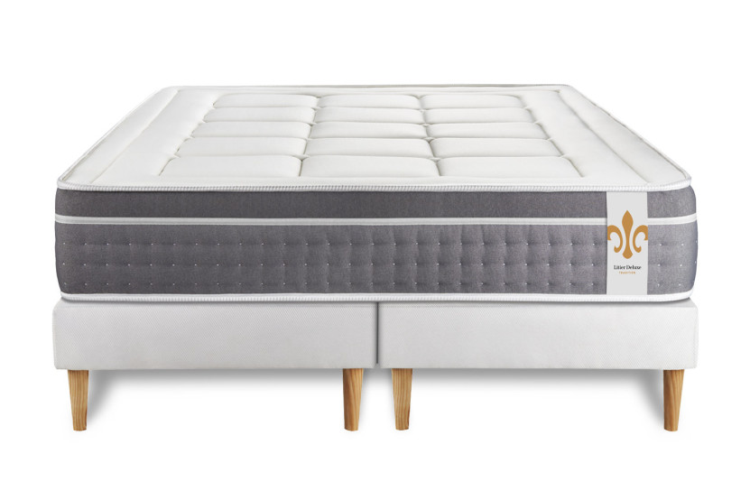 Ensemble Matelas Sommier 200x200 cm - 2 Sommiers Blanc - Trente
