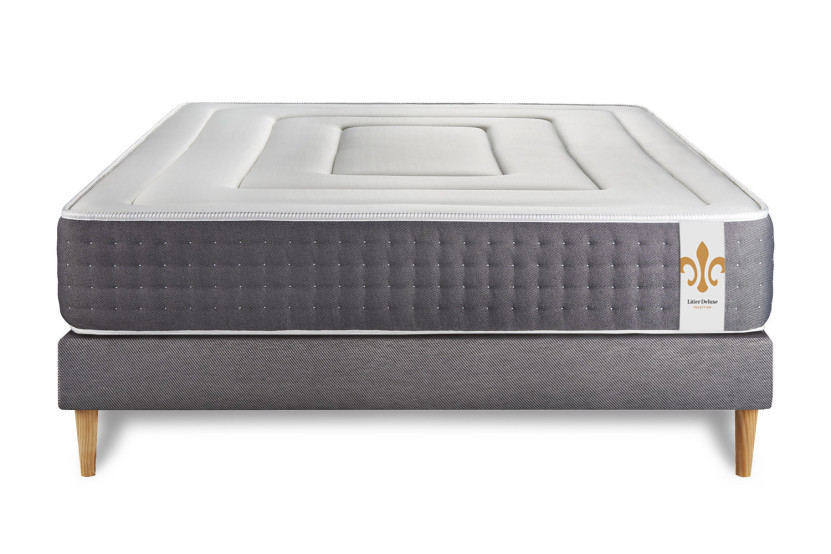 Ensemble Matelas Sommier 200x200 cm - Sommier Gris (en kit) - Vingt-Six