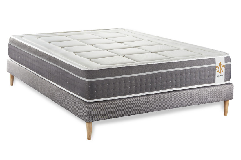 Ensemble Matelas Sommier 140x190 cm - Sommier Gris (en kit) - Trente