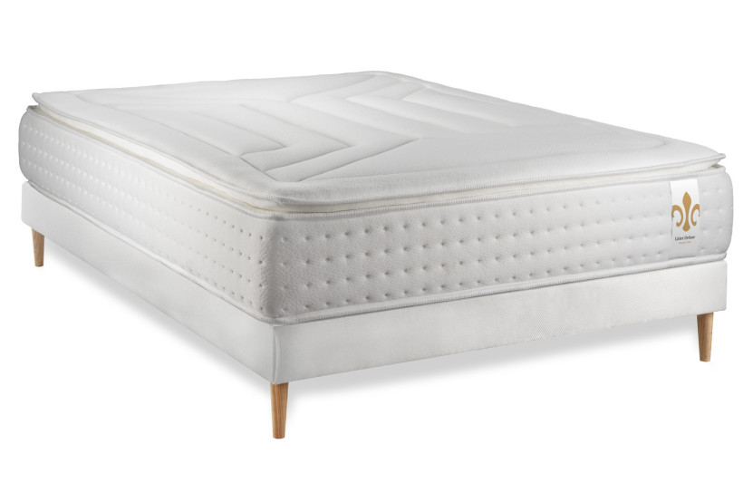Ensemble Matelas Sommier 140x190 cm - Sommier Blanc (déjà monté) - Vingt-Quatre PLUS