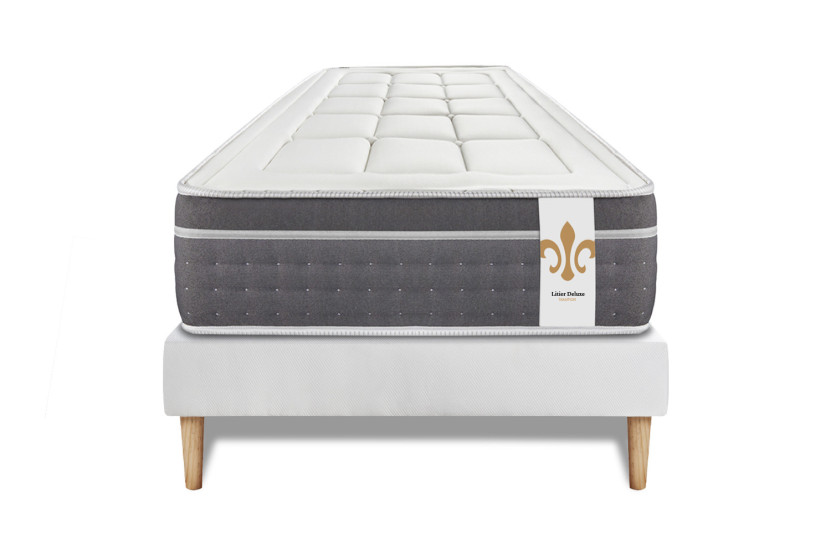 Ensemble Matelas Sommier 90x200 cm - Sommier Blanc (en kit) - Trente