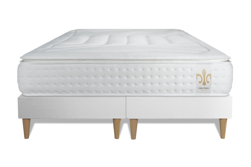 Ensemble Matelas Sommier 200x200 cm - 2 Sommiers Blanc - Vingt-Quatre PLUS
