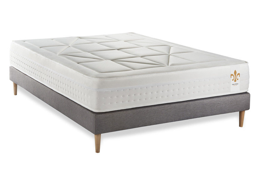 Ensemble Matelas Sommier 140x190 cm - Sommier Gris (déjà monté) - Vingt-Huit