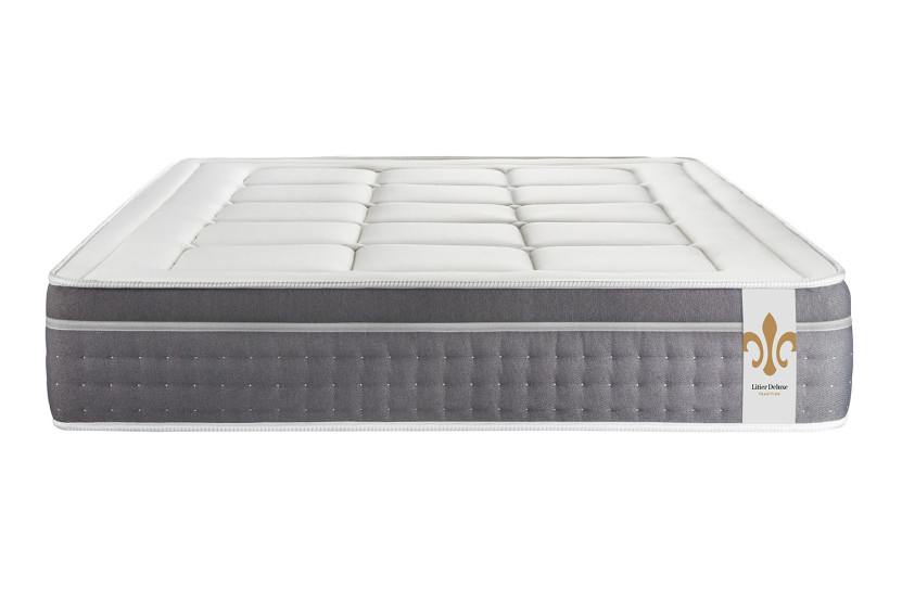 Pack lit complet 200x200 cm - Matelas + 2 Sommiers Gris + 2 oreillers + Couette - Trente