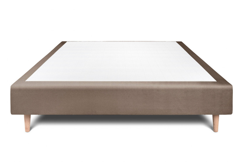 Sommier Tapissier 150x190 cm - Velours - Taupe