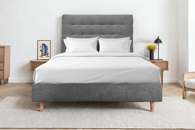 Tête de lit 180 cm Capitonnée - Tissu Toile Natté Gris Anthracite