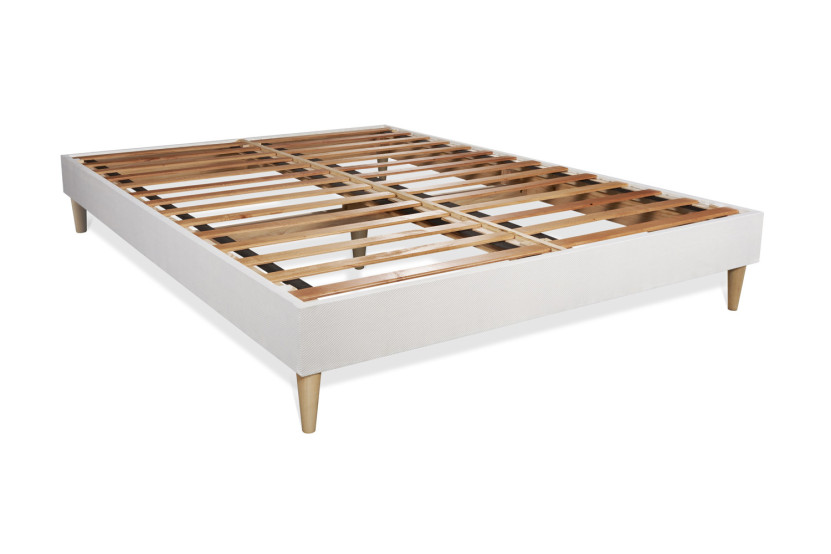 Pack lit complet 160x200 cm - Matelas + Sommier Blanc (en kit) + 2 oreillers + Couette - Vingt-Quatre