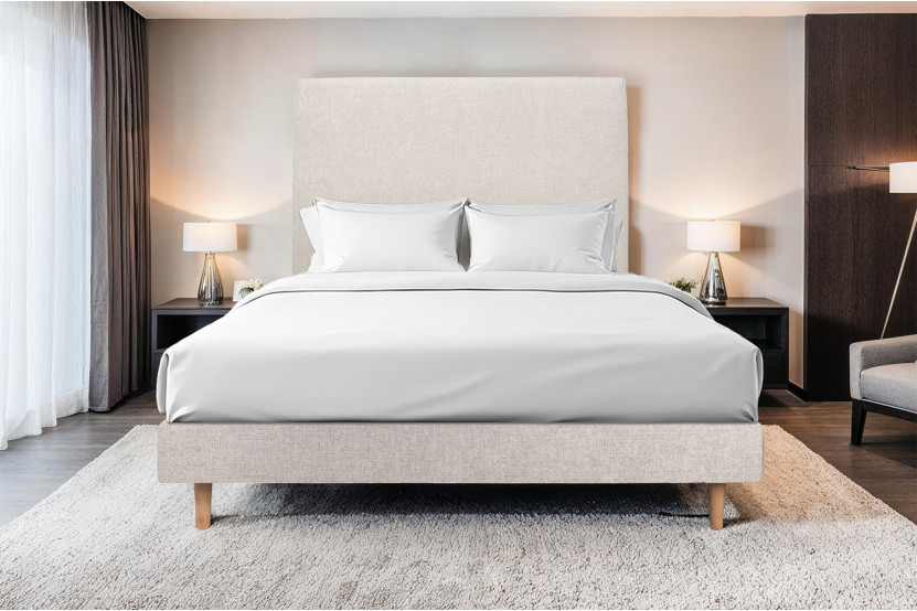 Sommier Tapissier 150x190 cm - Toile nattée  - Beige clair