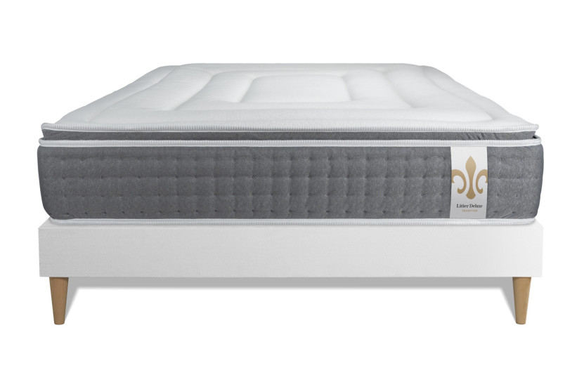 Ensemble Matelas Sommier 160x200 cm - Sommier Blanc (en kit) - Vingt-Six PLUS