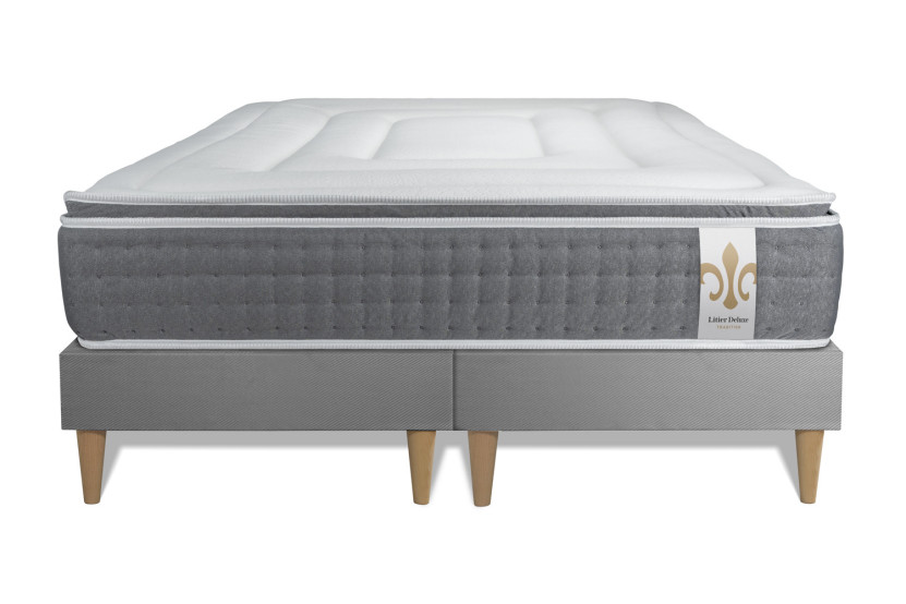 Ensemble Matelas Sommier 160x200 cm - 2 Sommiers Gris - Vingt-Six PLUS