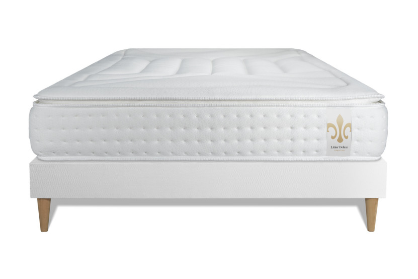 Ensemble Matelas Sommier 140x190 cm - Sommier Blanc (en kit) - Vingt-Quatre PLUS